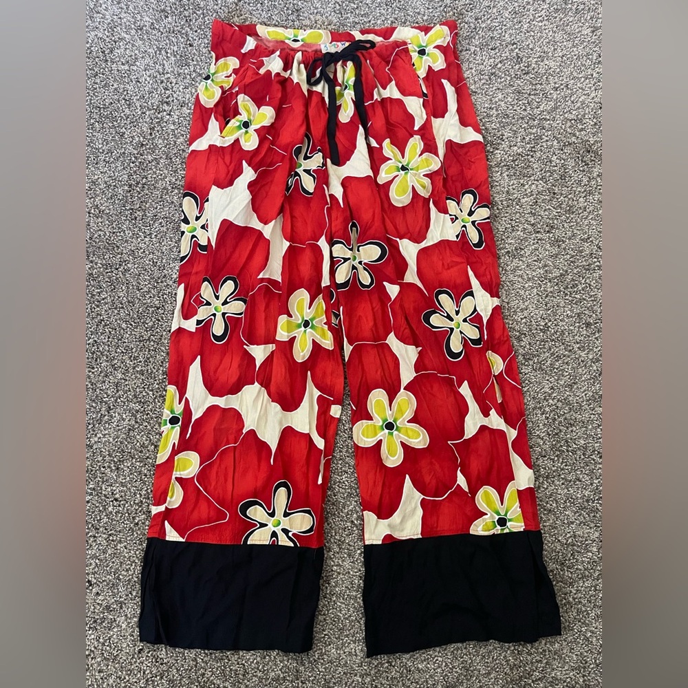 Women’s Vintage Jams World Red Star Floral Pants Size XL